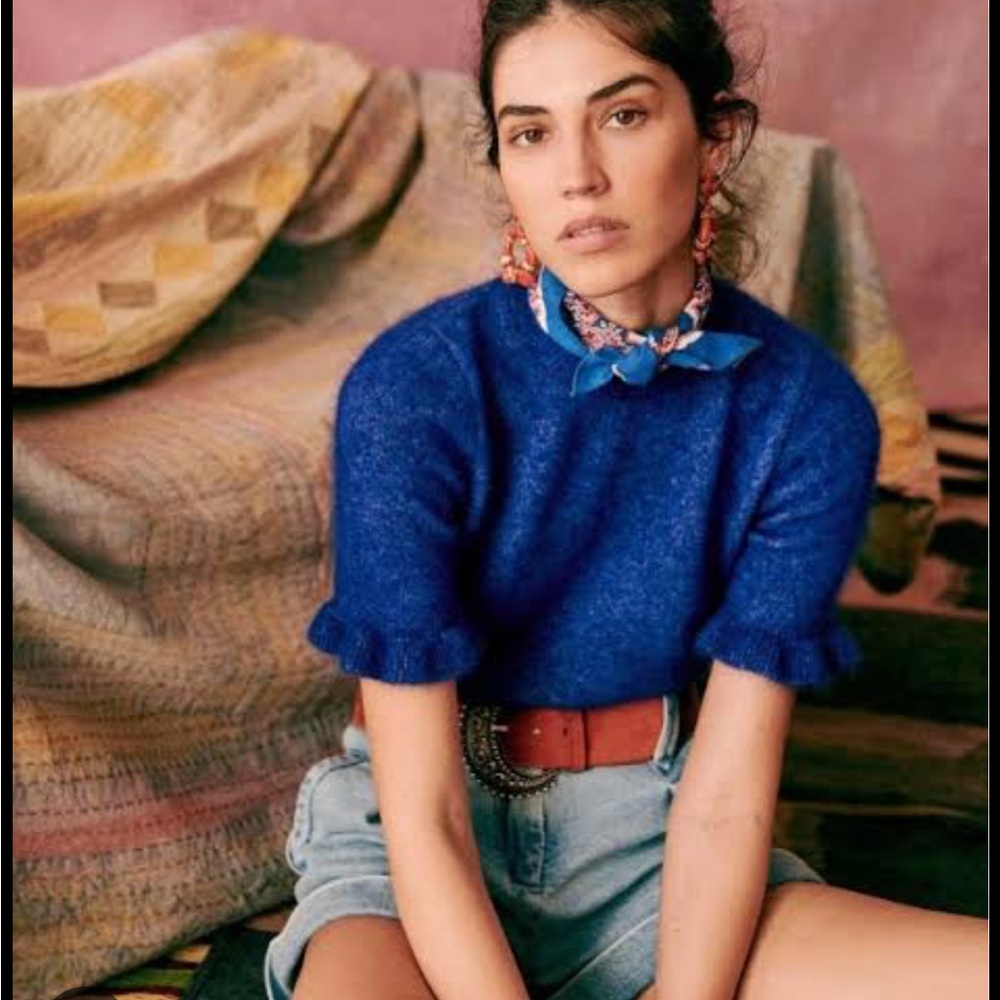 Sezane mindy jumper in blue sweater tee
